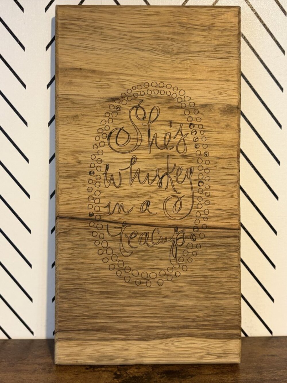 Wood Cutting Board Shes Whiskey In A Teacup Engraved Design Kitchen Decor 11.5x6